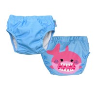 Set 2 Chilotei de Baie Impermeabili Zoocchini Protectie UPF50+ Marime L 24-36 Luni Pink Shark - 3