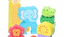 Set constructie din lemn Marionette animale salbatice 20 piese