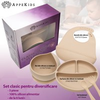 Set Diversificare, AppeKids, 100% Silicon, Classic - Bubble Beige - 4