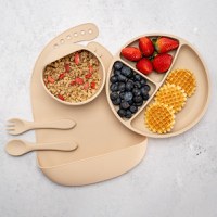 Set Diversificare, AppeKids, 100% Silicon, Classic - Bubble Beige - 1