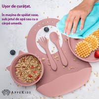 Set Diversificare, AppeKids, 100% Silicon, Kitty - Old Rose - 6