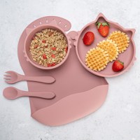 Set Diversificare, AppeKids, 100% Silicon, Kitty - Old Rose - 1