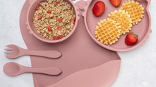 Set Diversificare, AppeKids, 100% Silicon, Kitty - Old Rose