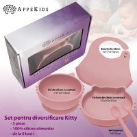 Set Diversificare, AppeKids, 100% Silicon, Kitty - Old Rose - 3