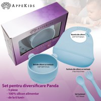 Set Diversificare, AppeKids, 100% Silicon, Panda - Aqua Blue - 2