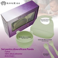 Set Diversificare, AppeKids, 100% Silicon, Panda - Raw Green - 2