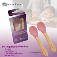 Set Lingurite din bambus, AppeKids - Old Rose - 2