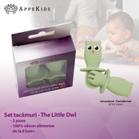 Set Tacamuri din silicon, AppeKids, OWL - Raw Green - 2