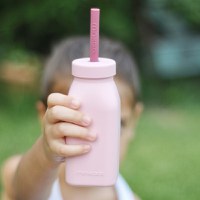 Sticla cu pai din silicon, Minikoioi - Pinky Pink - 2