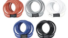 Antifurt Master Lock cablu spiralat cu cifru 1.8m x 8mm - diverse culori