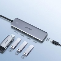Adaptor multifunctional UGREEN 4-in-1 USB C CM219, 4 x USB 3.0 A, Gri - 2