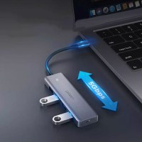 Adaptor multifunctional UGREEN 4-in-1 USB C CM219, 4 x USB 3.0 A, Gri - 3