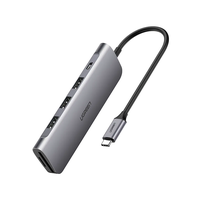 Adaptor multifunctional UGREEN 6-in-1 USB C CM195, 3 x USB 3.0, 1 x HDMI, 1 x SD, 1 x Micro SD, Gri - 2