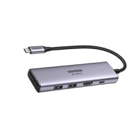 Adaptor multifunctional UGREEN USB C CM511, 2 x USB-A 3.0, 1 x USB-C PD 100W, 1 x HDMI, 1 x SD, 1 x TF, Gri - 2
