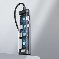 Adaptor multifunctional UGREEN USB C CM512, 2 x USB-A 3.0, 1 x USB-C, 1 x HDMI, 1 x RJ45, 1 x SD, 1 x microSD, Gri - 12