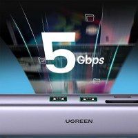 Adaptor multifunctional UGREEN USB C CM512, 2 x USB-A 3.0, 1 x USB-C, 1 x HDMI, 1 x RJ45, 1 x SD, 1 x microSD, Gri - 17