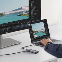 Adaptor multifunctional UGREEN USB C CM512, 2 x USB-A 3.0, 1 x USB-C, 1 x HDMI, 1 x RJ45, 1 x SD, 1 x microSD, Gri - 10