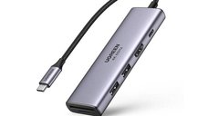 Adaptor UGREEN USB C CM511 - 2 x USB-A 3.0, HDMI 4K, USB-C PD 100W, SD si TF, Gri
