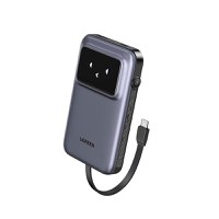 Baterie externa UGREEN 10000mAh Power Bank PB511, 30W, Incarcare bidirectionala, Cablu tip C incorporat, Gri - 1