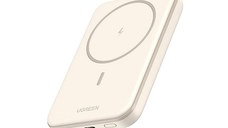 Baterie externa Wireless UGREEN Magnetic Power Bank PB561, 10000mAh, 20W, Incarcare bidirectionala, Atasare magnetica Beige