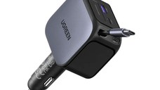 Incarcator auto rapid cu cablu retractabil UGREEN 145W Fast Car Charger EC604 USB-C/A