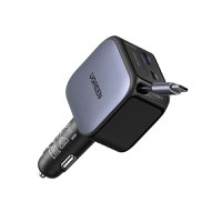 Incarcator auto rapid cu cablu retractabil UGREEN 60W Fast Car Charger EC602 USB-C/A - 1