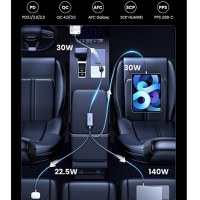 Incarcator auto UGREEN 150W 4-Port GaN Fast Car Charger EC706, 1 x USB A, 3 x USB C, Gri - 5