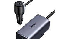 Incarcator auto UGREEN 150W 4-Port GaN Fast Car Charger EC706, 1 x USB A, 3 x USB C, Gri