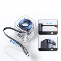 Incarcator rapid cu cablu retractabil UGREEN 45W GaN Fast Charger X614, 2 x USB C + 1 x USB A, Gri - 4