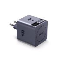 Incarcator rapid cu cablu retractabil UGREEN 65W GaN Fast Charger X615, 2 x USB C + 1 x USB A, Gri - 3