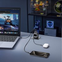 Incarcator rapid retea robot UGREEN Nexode RG 65W 3-Port GaN Fast Charger EU, 2 x USB-C + 1 X USB-A, Negru - 8