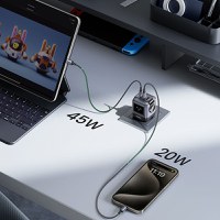 Incarcator rapid retea robot UGREEN Nexode RG 65W 3-Port GaN Fast Charger EU, 2 x USB-C + 1 X USB-A, Negru - 9