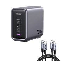 Incarcator rapid UGREEN Nexode 300W 5-Port PD GaN Fast Charger EU + cablu USB-C, 4x USB-C + 1x USB-A, Gri - 2