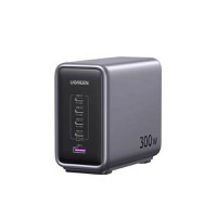 Incarcator rapid UGREEN Nexode 300W 5-Port PD GaN Fast Charger EU + cablu USB-C, 4x USB-C + 1x USB-A, Gri - 1