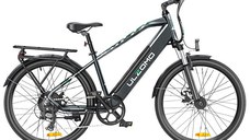 Resigilat - Bicicleta electrica oras Ulzomo Metro 26 E-bike, 250W, 36V 17Ah, autonomie 100km, viteza maxima 25km/h, Gray, 26''