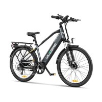 Resigilat - Bicicleta electrica oras Ulzomo Metro 26 E-bike, 250W, 36V 1Ah, autonomie 100km, viteza maxima 25km/h, Gray, 26'' - 2