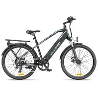 Resigilat - Bicicleta electrica oras Ulzomo Metro 26 E-bike, 250W, 36V 1Ah, autonomie 100km, viteza maxima 25km/h, Gray, 26'' - 1