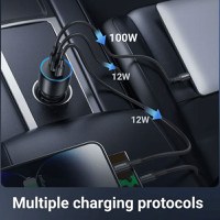 Resigilat - Incarcator auto UGREEN 130W 3-Port Fast Car Charger EC705, 1 x USB A, 2 x USB C, Gri - 2