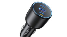 Resigilat - Incarcator auto UGREEN 130W 3-Port Fast Car Charger EC705, 1 x USB A, 2 x USB C, Gri