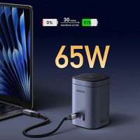 Statie de incarcare 4 in 1 UGREEN 65W 4-in-1 GaN Desktop Fast Charger X555, 2 x USB C, 1 X USB A, Gri - 2
