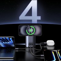 Statie de incarcare 4 in 1 UGREEN 65W 4-in-1 GaN Desktop Fast Charger X555, 2 x USB C, 1 X USB A, Gri - 3