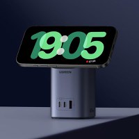 Statie de incarcare 4 in 1 UGREEN 65W 4-in-1 GaN Desktop Fast Charger X555, 2 x USB C, 1 X USB A, Gri - 5