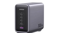 UGREEN Nexode 300W Incarcator Rapid 5-Port PD GaN Fast Charger EU cu cablu USB-C, 4x USB-C si 1x USB-A, Gri