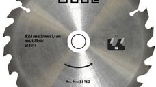 Disc pentru fierastrau circular, taiere lemn Gude 55163, O254x30 mm, 24 dinti