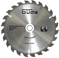 Disc pentru fierastrau circular, taiere lemn Gude 55163, O254x30 mm, 24 dinti - 1