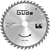 Disc pentru fierastrau circular, taiere lemn Gude 58155, O190x20 mm, 42 dinti - 1