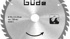 Disc pentru fierastrau circular, taiere lemn Gude 58155, O190x20 mm, 42 dinti