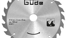 Disc pentru fierastrau circular, taiere lemn Gude 58333, O165x20 mm, 24 dinti