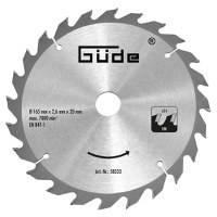 Disc pentru fierastrau circular, taiere lemn Gude 58333, O165x20 mm, 24 dinti - 1