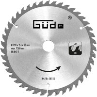 Disc pentru fierastrau circular, taiere lemn Guede 58155, O190x20 mm, 42 dinti - 1